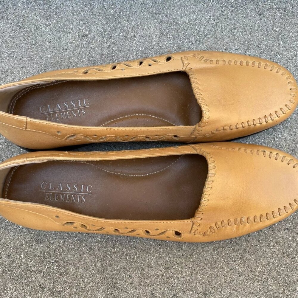 CLASSIC ELEMENTS Women's Elton Genuine Leather Stitching Loafers Shoes | 9.5 M‌